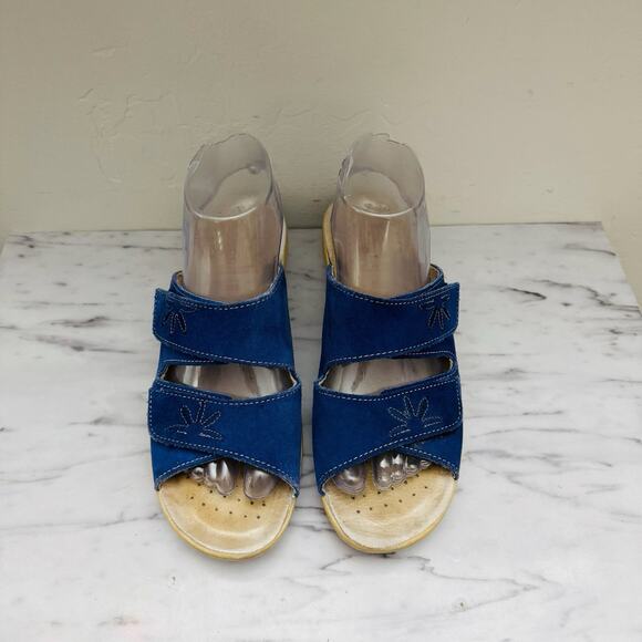 Fly Flot Anatomic Blue Leather Slide Wedge Sandals Women’s Size 8.5 - Picture 3 of 10